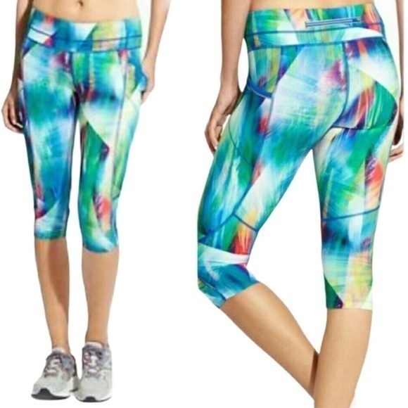 Athleta Tropea Dobby Be Knicker Women's Crop #228625 Pockets SMALL - Picture 1 of 8